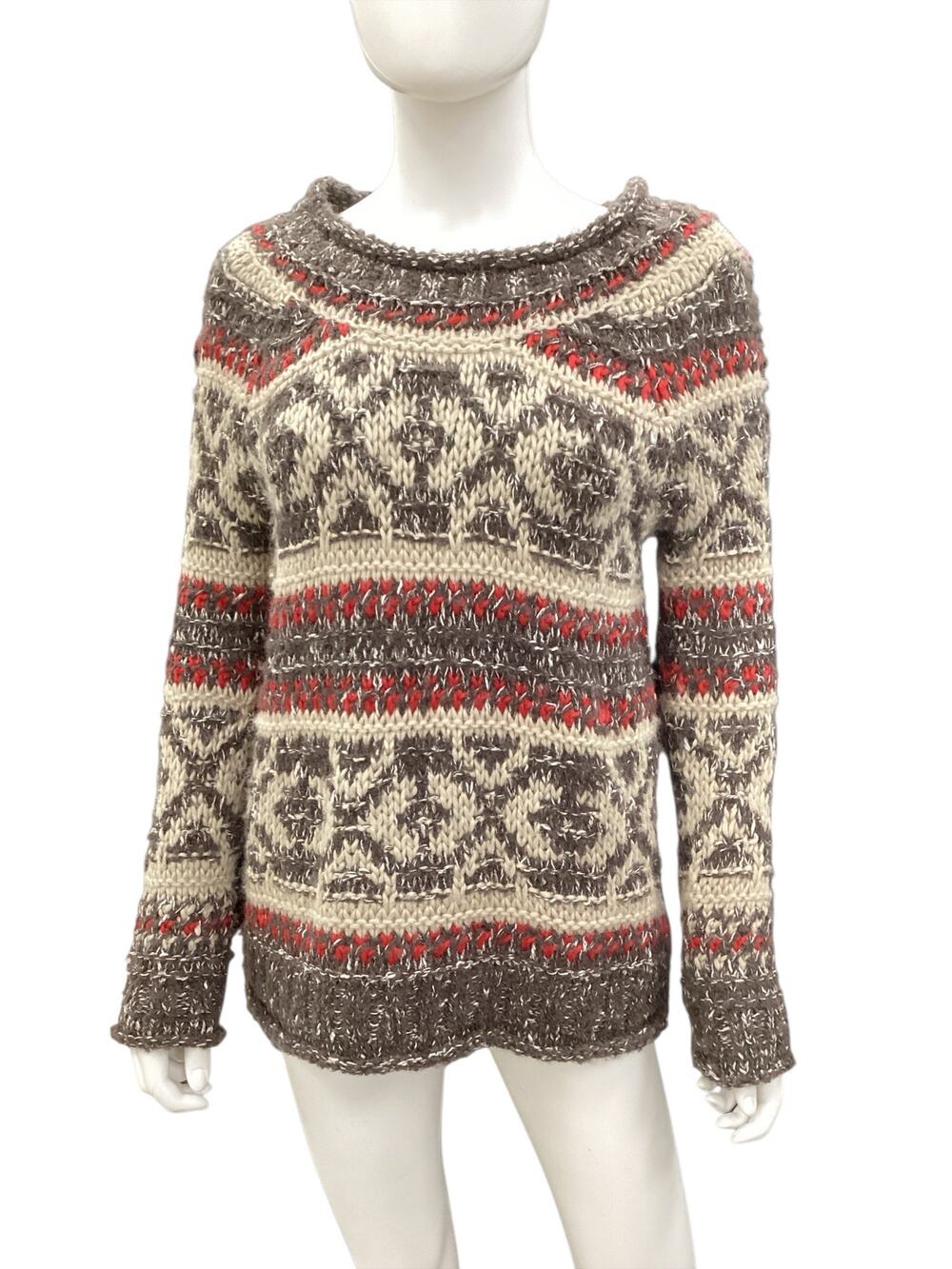 Free People Sweater Women’s Size XS Knit Acrylic/Wool/Cotton Blend Brown &Beige